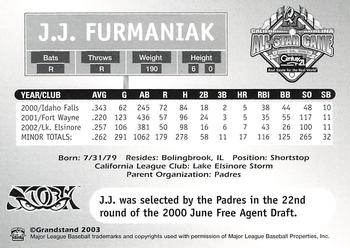 2003 Grandstand California-Carolina League All Stars #NNO J.J. Furmaniak Back
