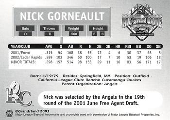 2003 Grandstand California-Carolina League All Stars #NNO Nick Gorneault Back