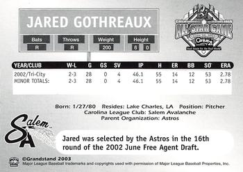 2003 Grandstand California-Carolina League All Stars #NNO Jared Gothreaux Back