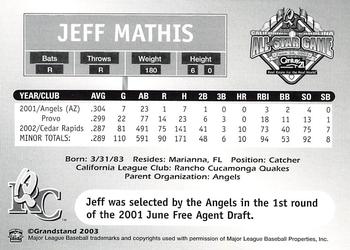 2003 Grandstand California-Carolina League All Stars #NNO Jeff Mathis Back