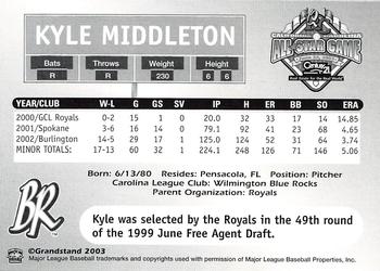 2003 Grandstand California-Carolina League All Stars #NNO Kyle Middleton Back