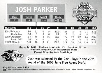 2003 Grandstand California-Carolina League All Stars #NNO Josh Parker Back