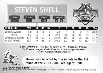 2003 Grandstand California-Carolina League All Stars #NNO Steven Shell Back