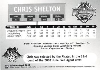 2003 Grandstand California-Carolina League All Stars #NNO Chris Shelton Back