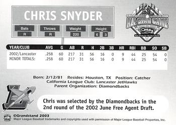 2003 Grandstand California-Carolina League All Stars #NNO Chris Snyder Back