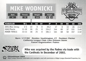 2003 Grandstand California-Carolina League All Stars #NNO Mike Wodnicki Back