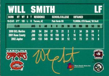 2003 Carolina Mudcats #NNO Will Smith Back