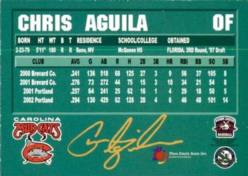2003 Carolina Mudcats #NNO Chris Aguila Back