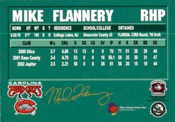 2003 Carolina Mudcats #NNO Mike Flannery Back