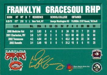 2003 Carolina Mudcats #NNO Franklyn Gracesqui Back
