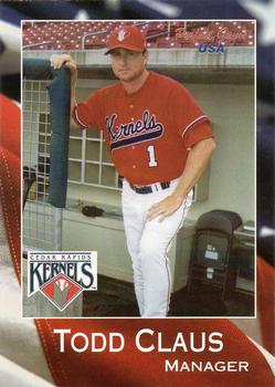 2003 Perfect Game Cedar Rapids Kernels #26 Todd Claus Front
