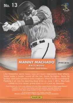 2015 Panini Prizm - Fireworks Prizms #13 Manny Machado Back