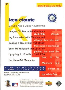 1998 Collector's Choice #104 Ken Cloude Back