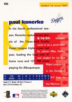 1998 Collector's Choice #100 Paul Konerko Back
