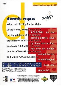 1998 Collector's Choice #107 Dennis Reyes Back