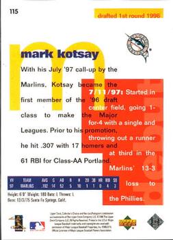 1998 Collector's Choice #115 Mark Kotsay Back