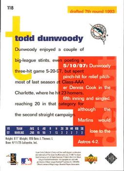 1998 Collector's Choice #118 Todd Dunwoody Back