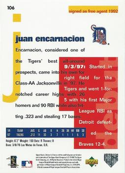 1998 Collector's Choice #106 Juan Encarnacion Back