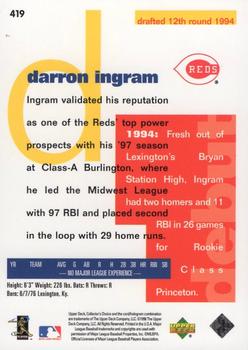1998 Collector's Choice #419 Darron Ingram Back