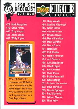 1998 Collector's Choice #270 Checklist: 478-530 Front