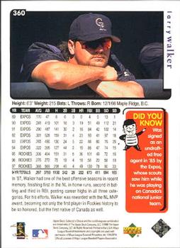 1998 Collector's Choice #360 Larry Walker Back