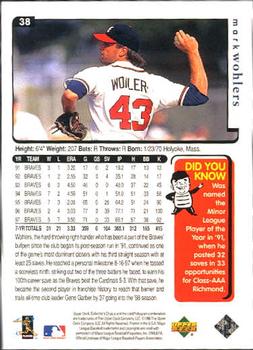 1998 Collector's Choice #38 Mark Wohlers Back