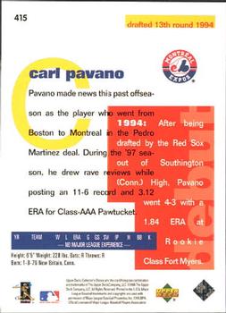 1998 Collector's Choice #415 Carl Pavano Back