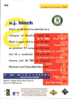 1998 Collector's Choice #416 A.J. Hinch Back