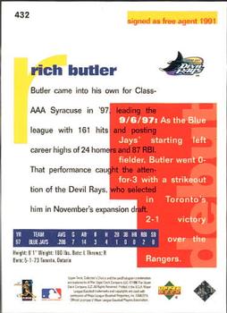 1998 Collector's Choice #432 Rich Butler Back
