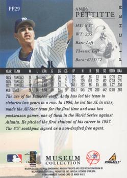 1998 Pinnacle - Museum Collection #PP29 Andy Pettitte Back