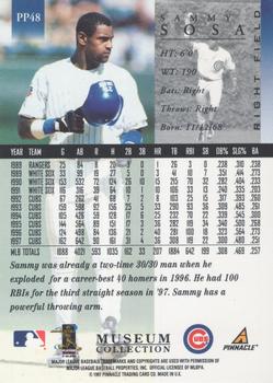 1998 Pinnacle - Museum Collection #PP48 Sammy Sosa Back