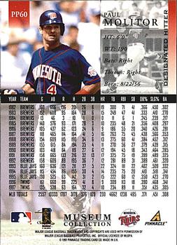 1998 Pinnacle - Museum Collection #PP60 Paul Molitor Back