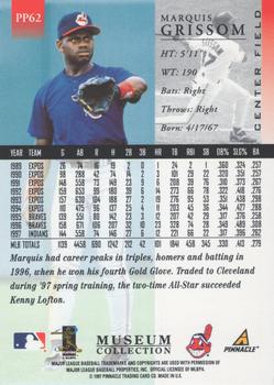 1998 Pinnacle - Museum Collection #PP62 Marquis Grissom Back