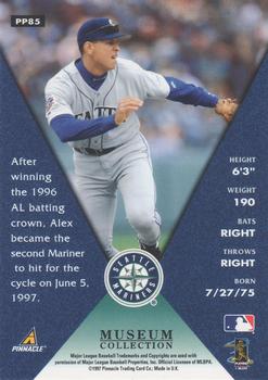 1998 Pinnacle - Museum Collection #PP85 Alex Rodriguez Back
