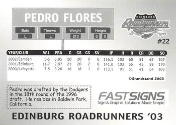 2003 Grandstand Edinburg Roadrunners #NNO Pedro Flores Back