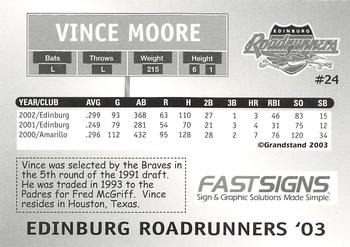 2003 Grandstand Edinburg Roadrunners #NNO Vince Moore Back