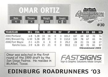 2003 Grandstand Edinburg Roadrunners #NNO Omar Ortiz Back