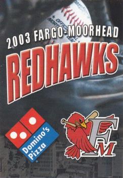 2003 Fargo-Moorhead RedHawks #NNO Cover card & Checklist Front