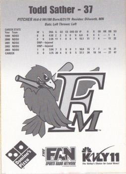 2003 Fargo-Moorhead RedHawks #NNO Todd Sather Back