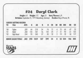 2003 Huntsville Stars #NNO Daryl Clark Back
