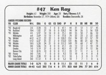 2003 Huntsville Stars #NNO Ken Ray Back