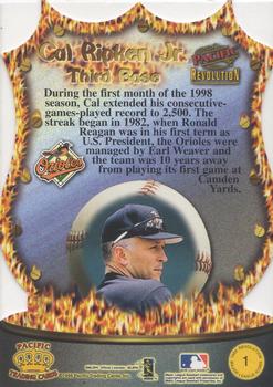 1998 Pacific Revolution - Major League Icons #1 Cal Ripken Jr. Back