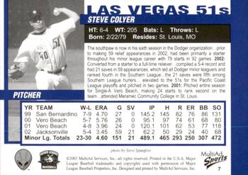 2003 MultiAd Las Vegas 51s #7 Steve Colyer Back