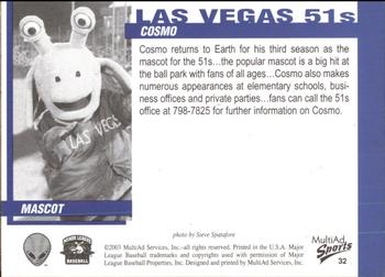 2003 MultiAd Las Vegas 51s #32 Cosmo Back