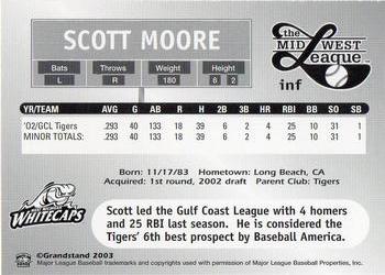 2003 Grandstand Midwest League Top Prospects #NNO Scott Moore Back