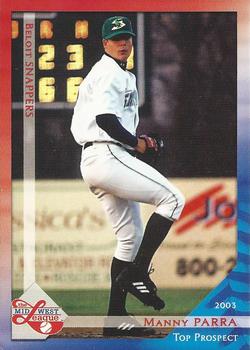 2003 Grandstand Midwest League Top Prospects #NNO Manny Parra Front