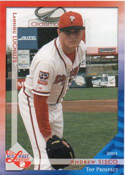 2003 Grandstand Midwest League Top Prospects #NNO Andrew Sisco Front