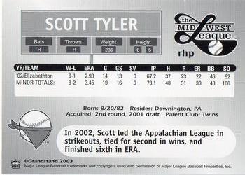2003 Grandstand Midwest League Top Prospects #NNO Scott Tyler Back