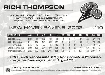 2003 Grandstand New Haven Ravens #NNO Rich Thompson Back