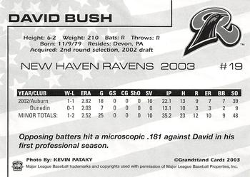 2003 Grandstand New Haven Ravens #NNO David Bush Back